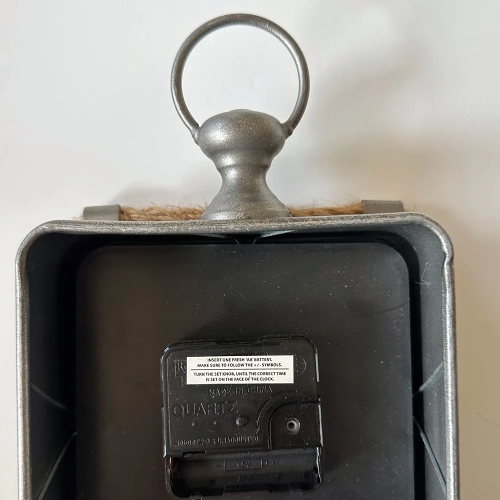 Farmhouse style‎ analog desktop clock rope trim battery operated